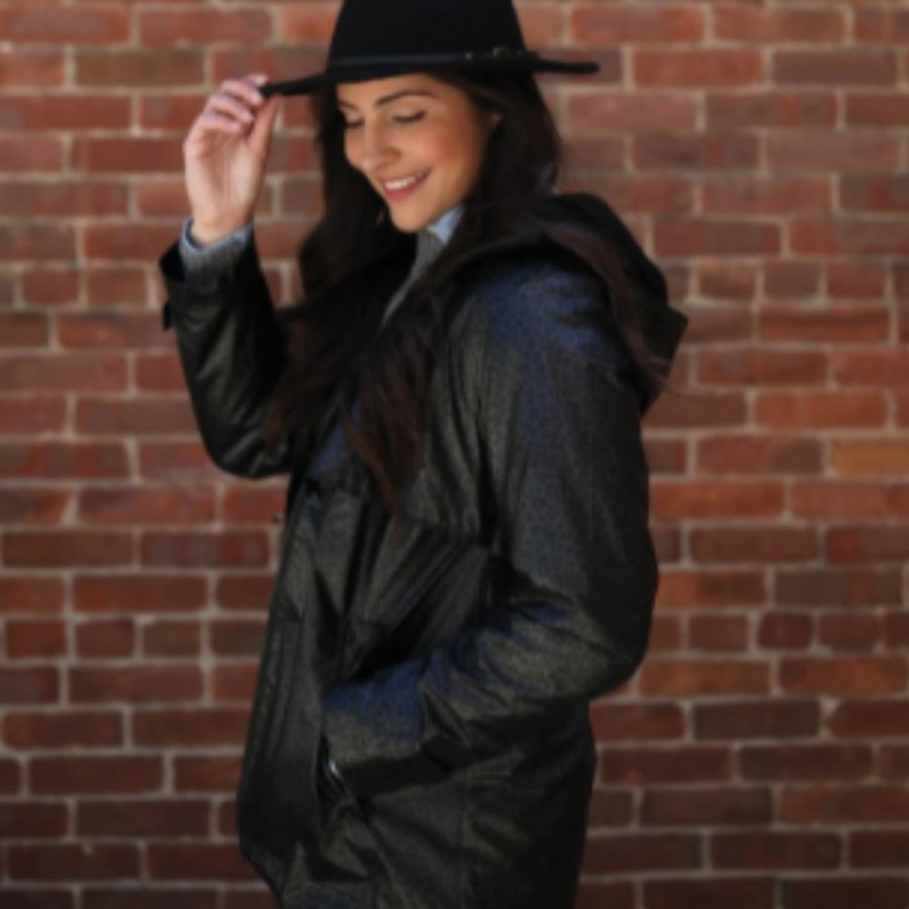 Monogrammed Black Leopard Charles River Rain Jacket